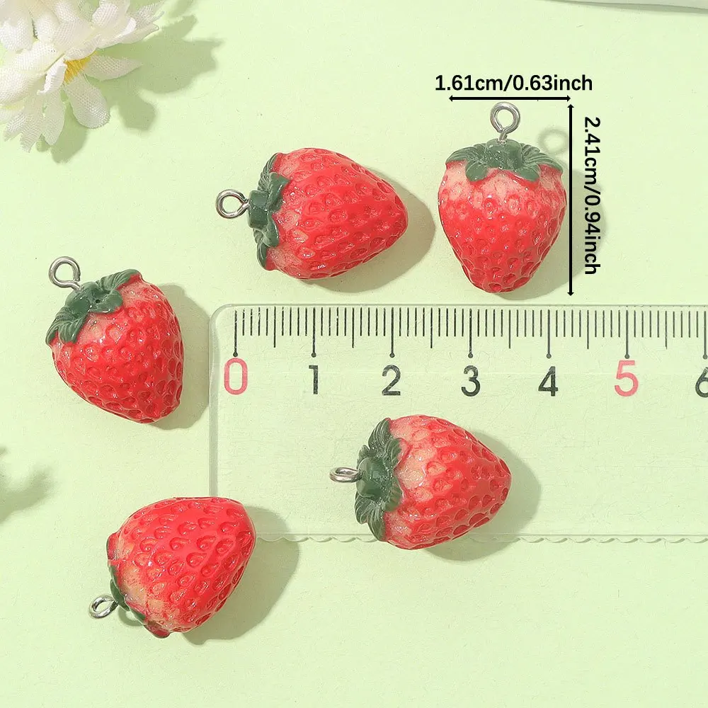 12/27/54 個赤い樹脂イチゴの形のペンダント、DIY ネックレス、イヤリング、結婚式の季節 & 感謝祭のギフト装飾アクセサリー