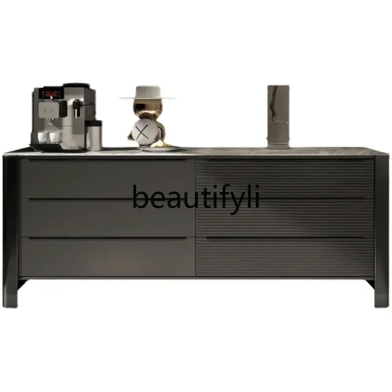 

Итальянский минималистичный шкаф с шестью ведрами из цельного дерева, легкий роскошный шкаф для хранения из каменной плиты, обеденный боковой шкаф, входной шкаф