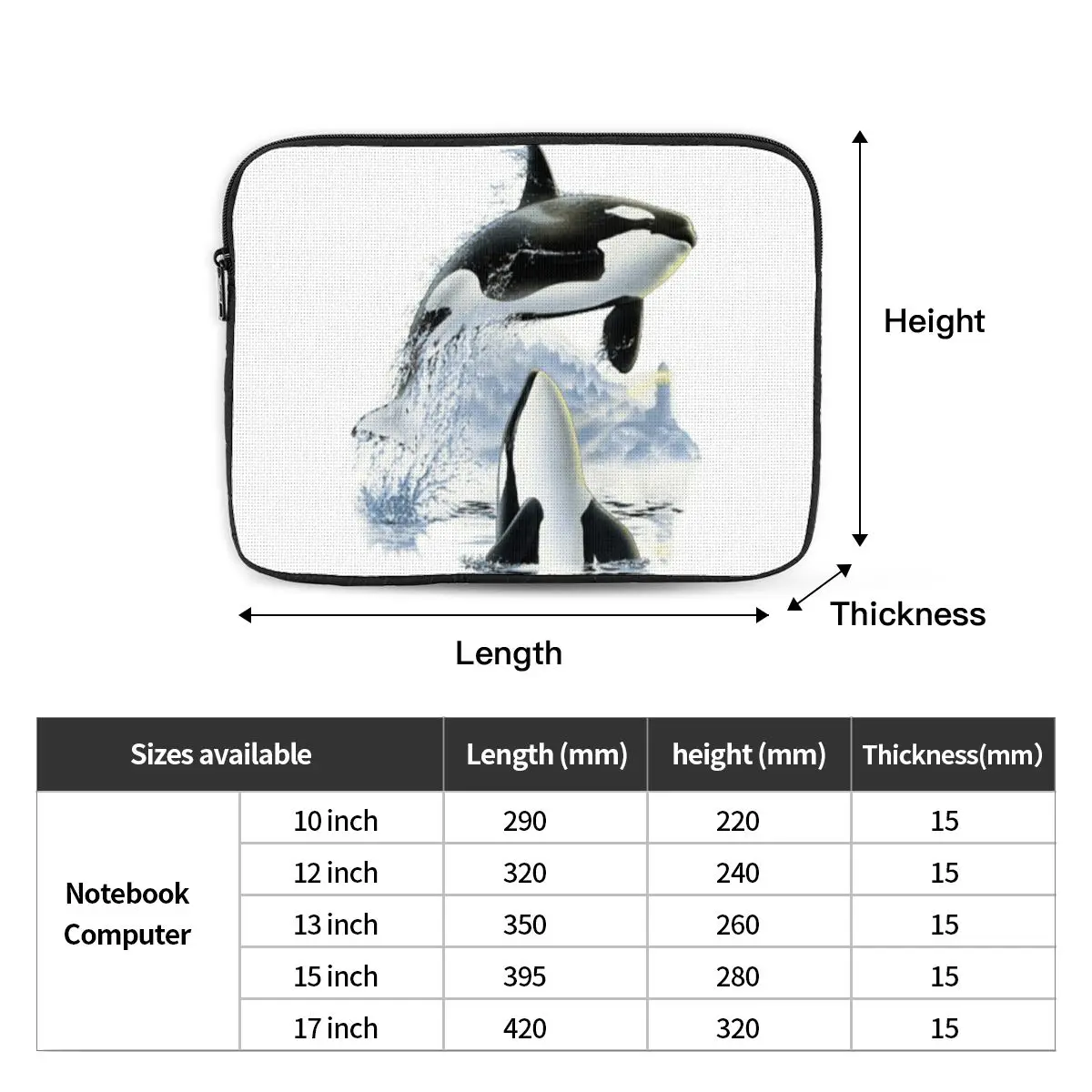 Orca Killer Whale Flies Or Jumps Oves The Ocean Notebook Laptop Bag Case Pouch For Macbook Air Pro Tablet Shockproof Case Bag