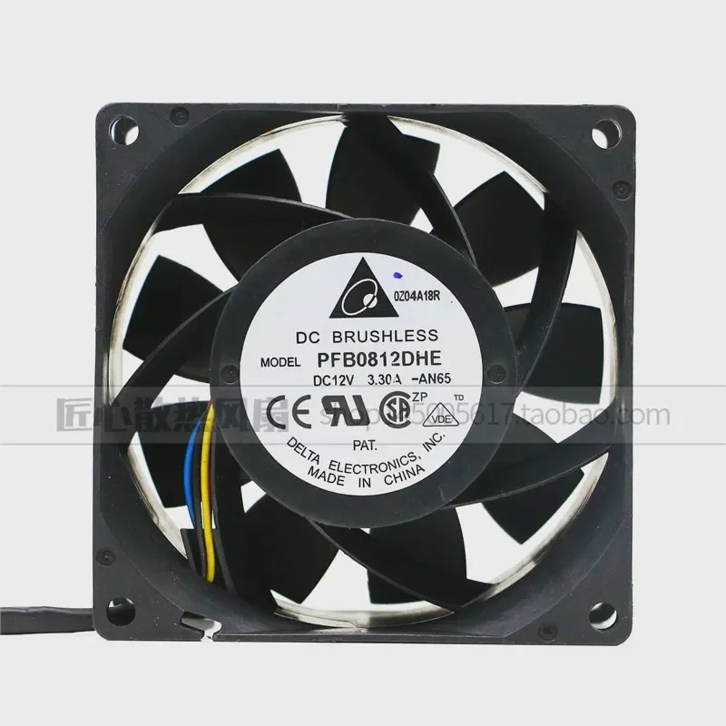 for PFB0812DHE Delta 8038 12V 3.30A 8CM Server Fan with High Airflow PWM Temperature Control