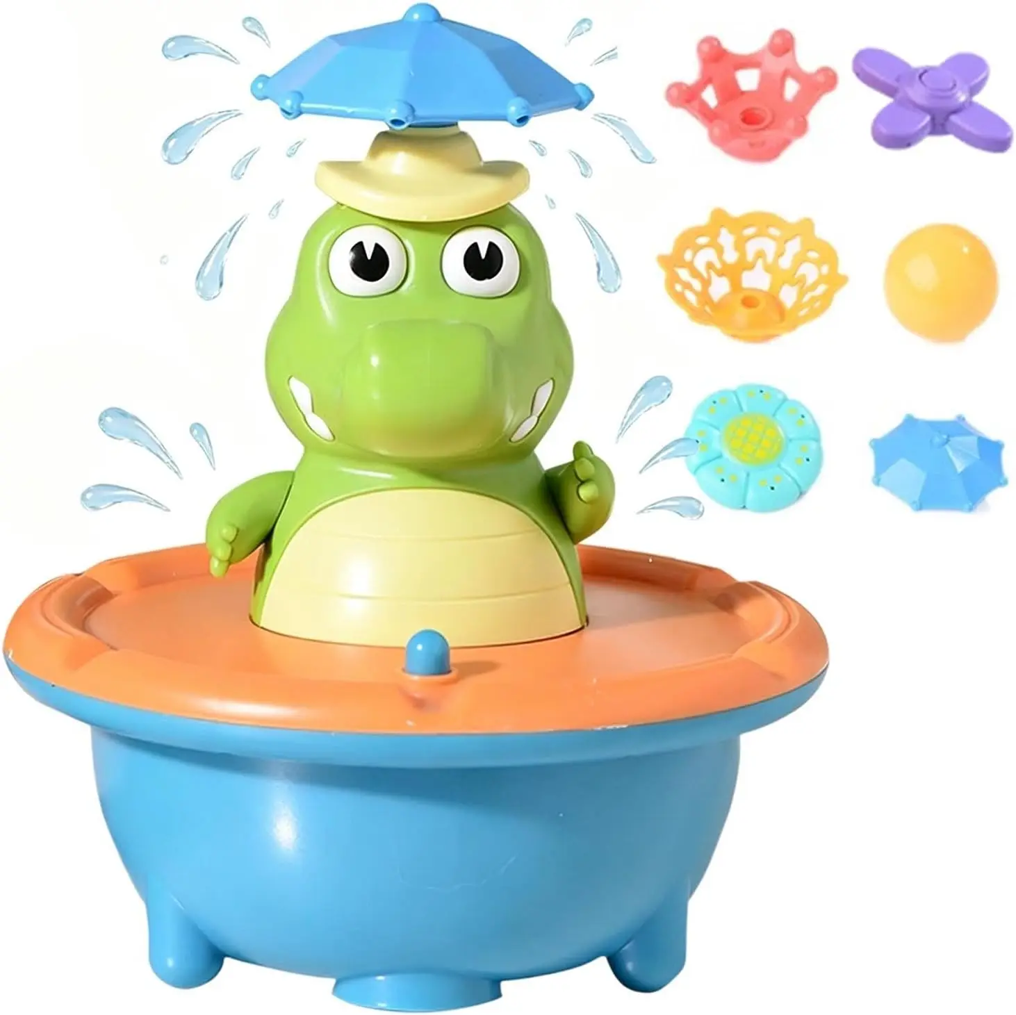Light up Bath Toys Crocodile Fountain Bathtub Cute Crocodile Bath Bathroom Game with LED Light Water Sprinkler for Home Daycare