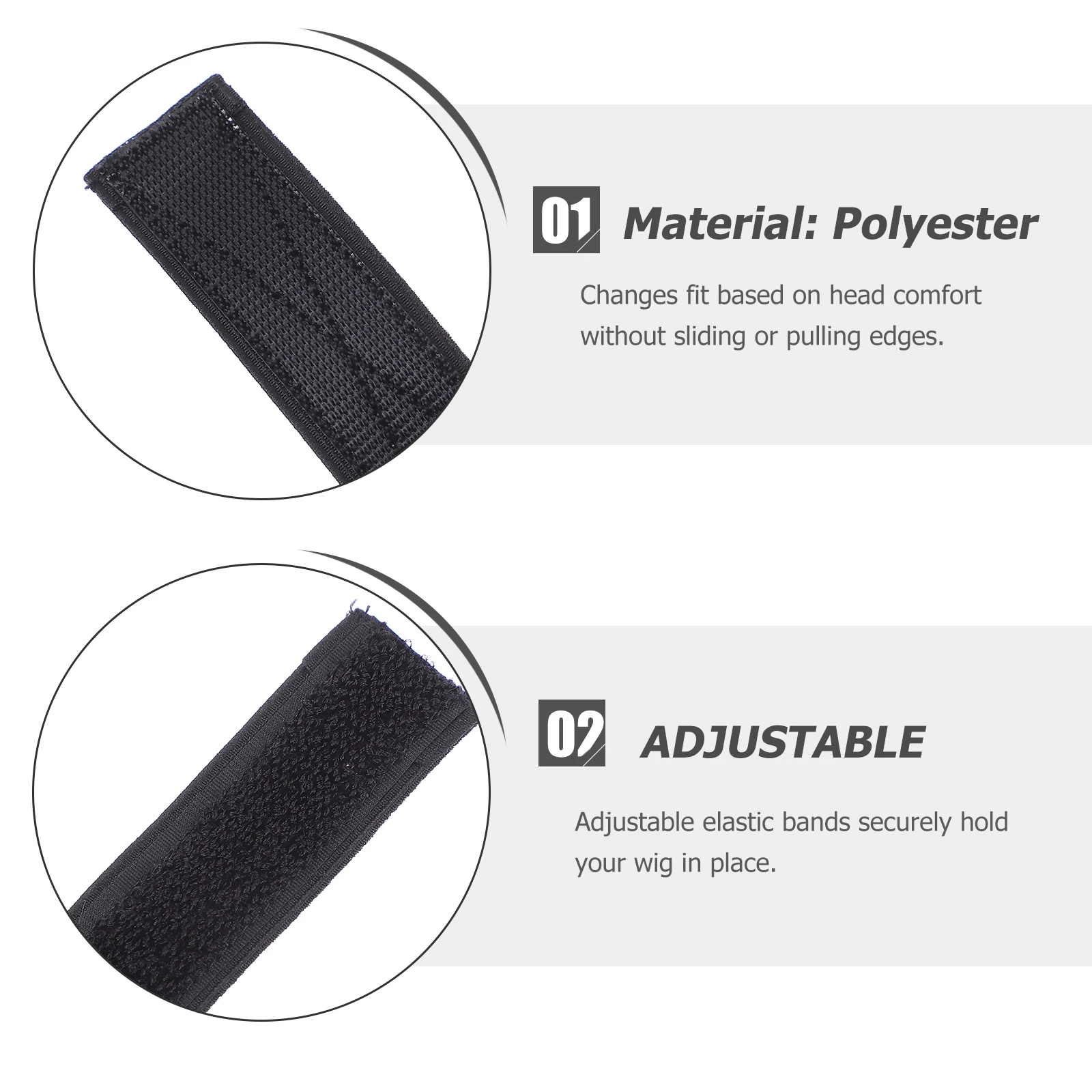 

3 Pcs Elastic Band Adjustable Edges Hairband Non Sticky Scalp Protection Promote Hair Growth Washable Durable Polyester Wigs