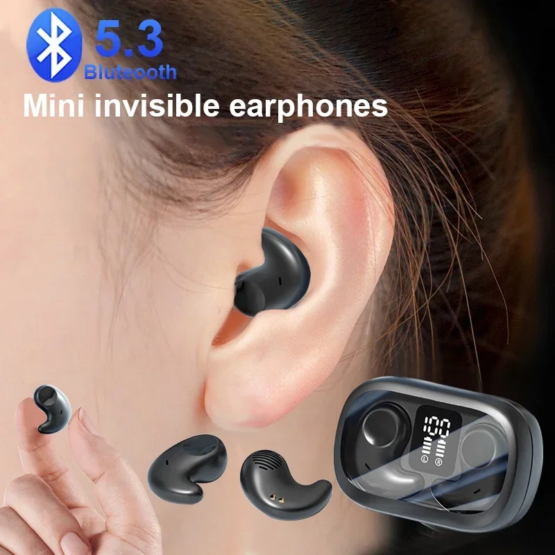 Mini Sleep Earphones Wireless Bluetooth 5.3 Invisible Headphones IPX5 Waterproof Noise Reduction Earbuds Sports Headset