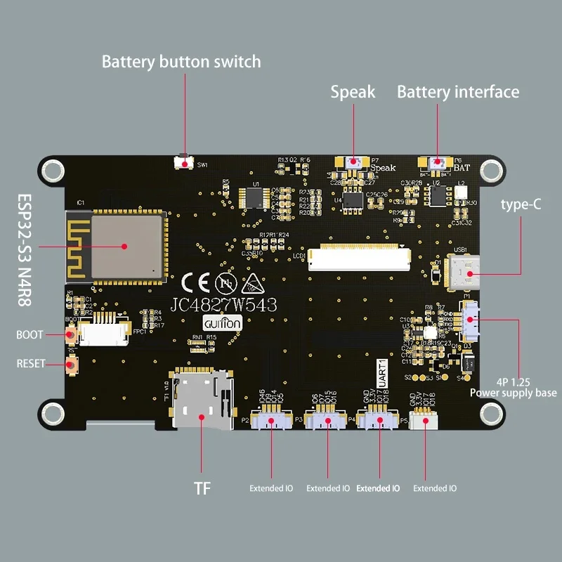 ESP32-S3 4.3 Inch IPS Touch Screen 480*272 LCD WiFi Bluetooth IoT Development Board With PSRAM FLASH