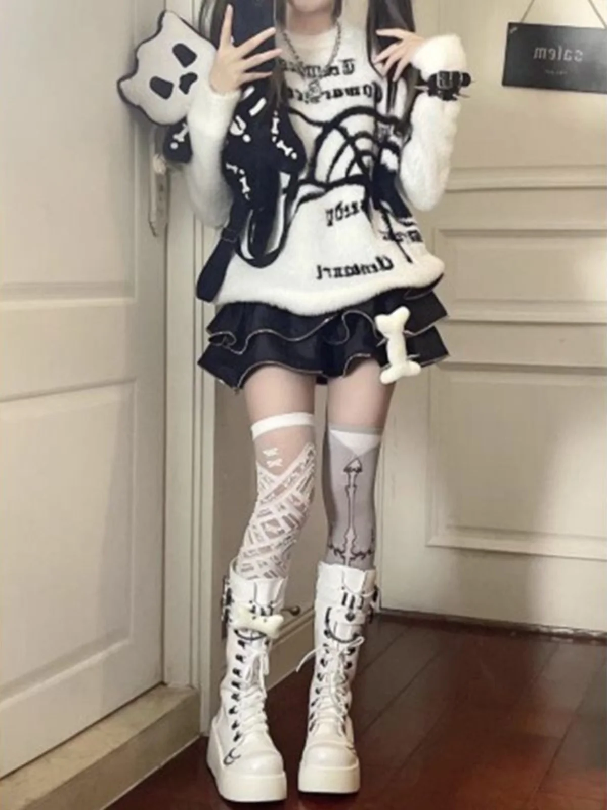 Pull en fausse fourrure blanche douce pour femme, pull Y2K, tricoté paresseux, irt Aby, Culture du vent, Punk Sle, automne hiver