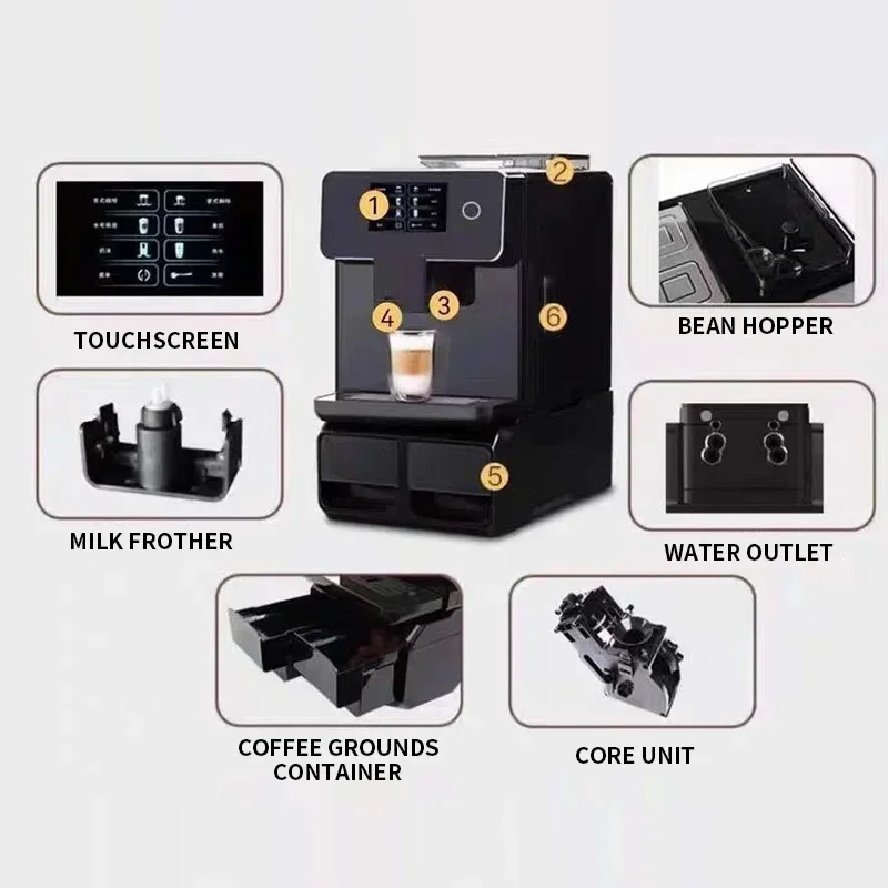 NF Fully Automatic Coffee Machine Commercial Espresso & Americano Latte Machine A10 Touchscreen Milk Frother
