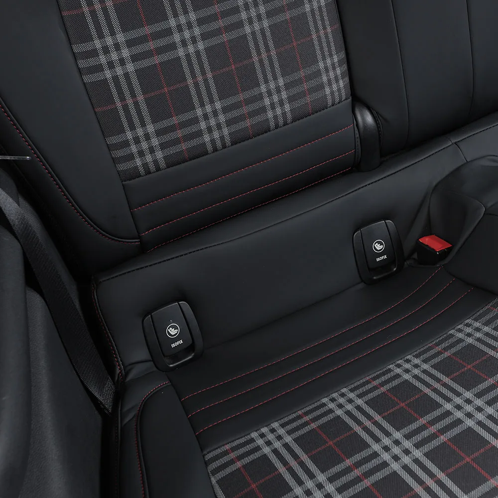 Schützender, modischer, britischer, schwarzer Mehrsitz-Polyester-PVC-Ledermaterial, Autositzbezug, Kissen für Porsche Macan Panamera