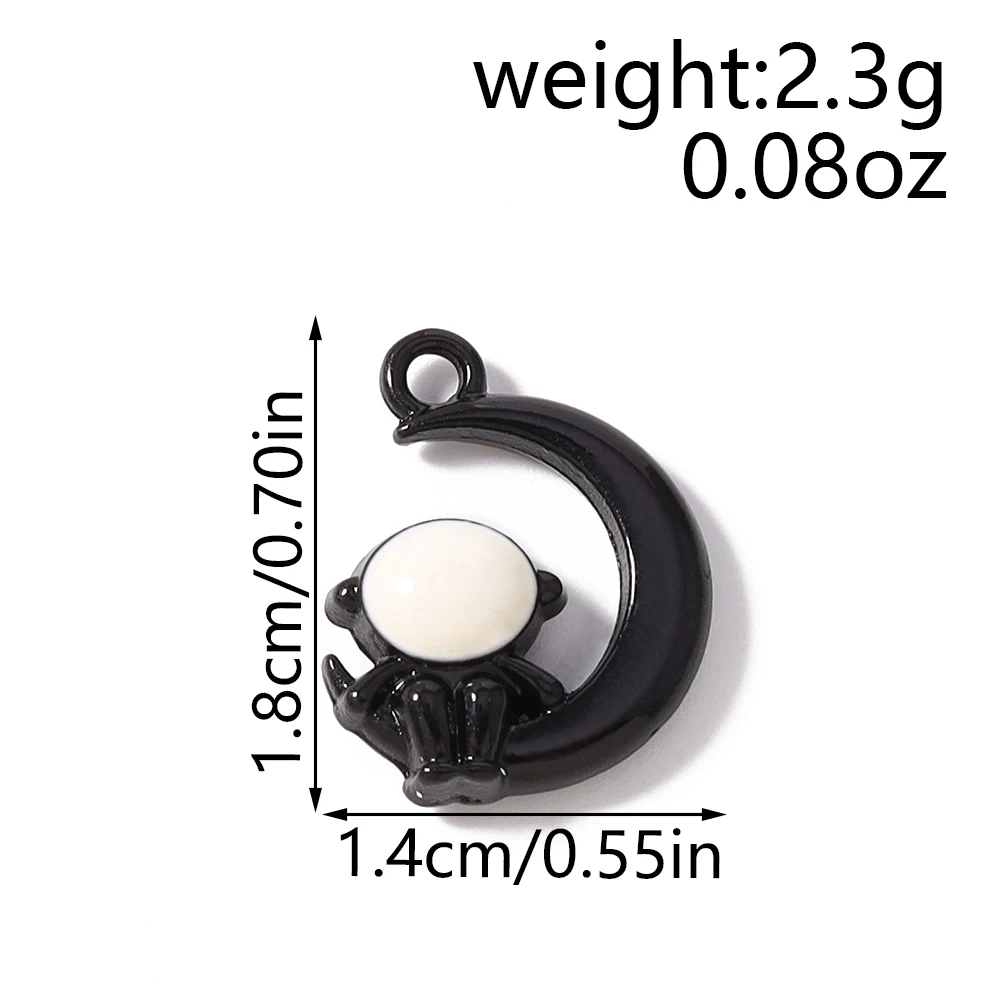Leslie 10 Stück 14 x 18 mm niedliche weiße und schwarze Astronauten-Mond-Anhänger für Halsketten, Armbänder, DIY-Schmuckherstellungszubehör – Detail 1