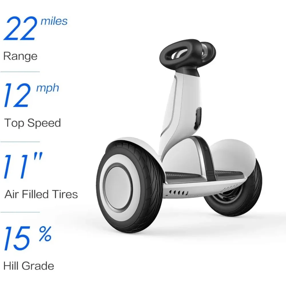 Ninebot S Plus inteligente auto-balanceamento Scooter, iluminação inteligente, controle remoto, até 22 milhas de alcance, 12,5 mph