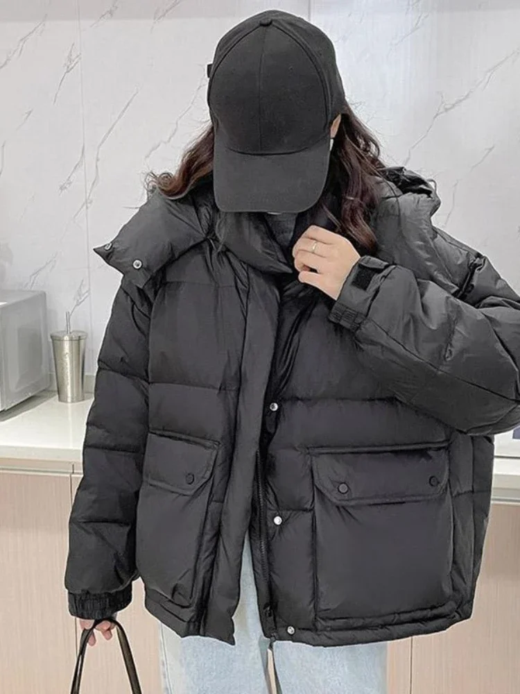 Auutmn Winter Short Puffer Jacket Women Warm Thickening Hooded Korean Cotton Padded Coat Female Solid Casual Parkas Mujer