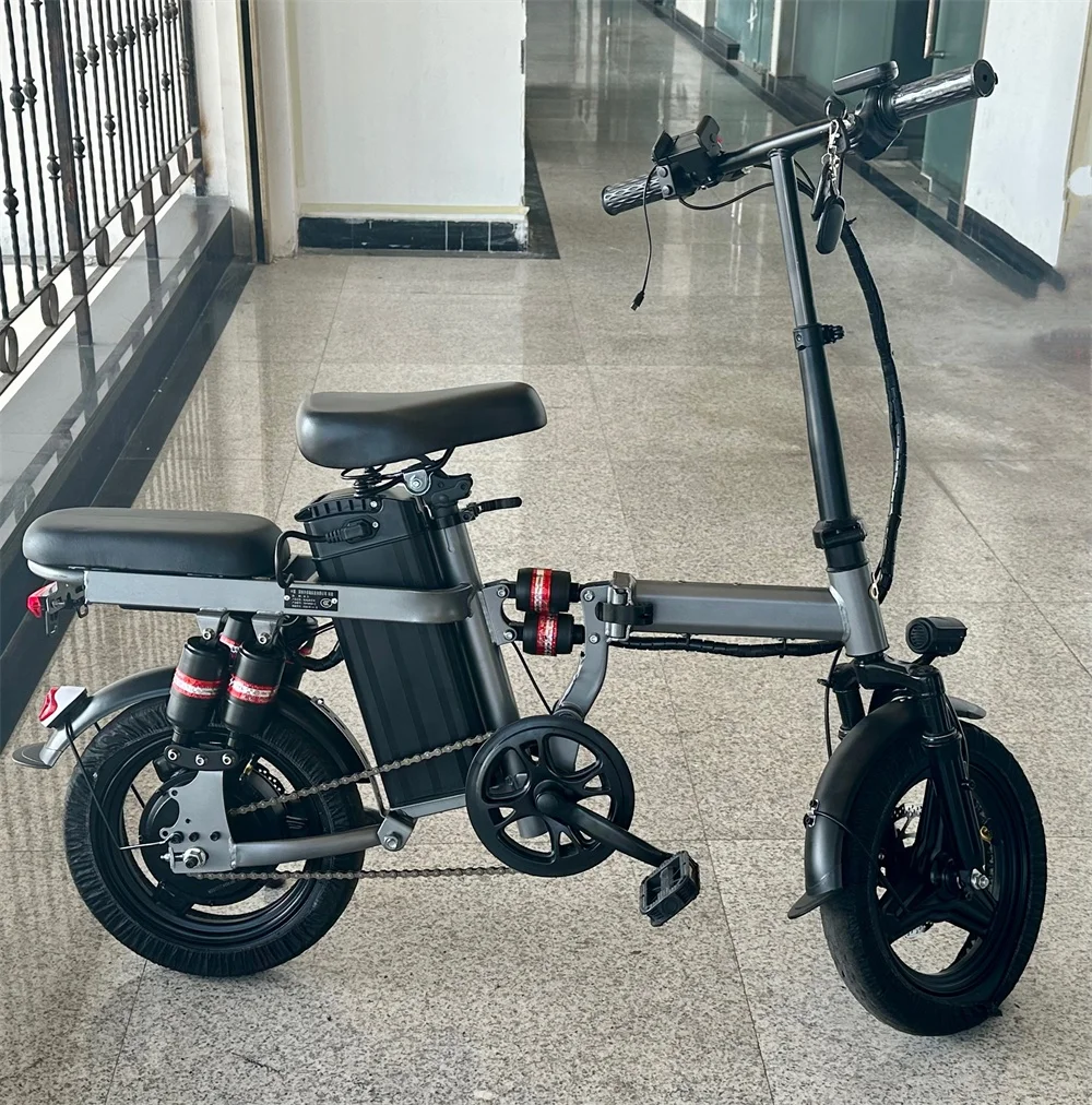

City Bicycle Electric Bicycle Ready to Ship Dual Disc Brake 400W 20ah Foldable 14 Inch With Two Seats Lithium Battery 48V F12