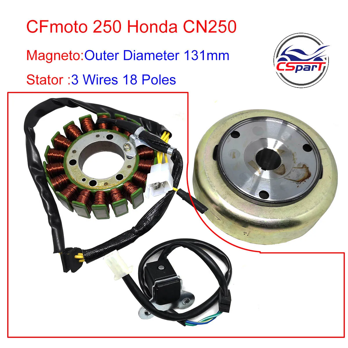 Magneto Stator 18 Pole Coil 4 Wire With Trigger 250CC CN250 CF250 172MM Kazuma Kinroad Dune Scooter ATV Quad Go Kart Buggy Parts