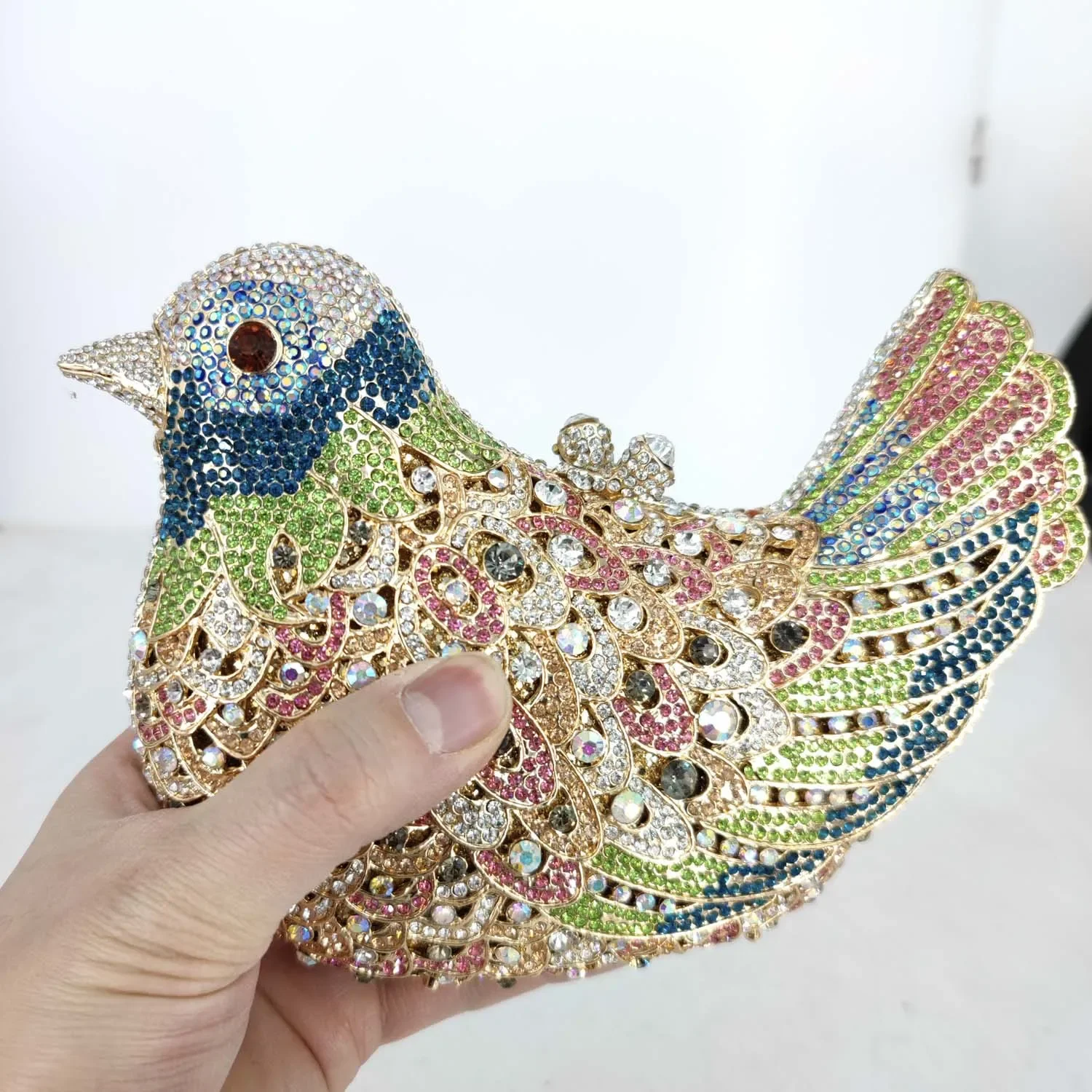 Boutique De FGG (in stock) Bird Crystal Clutch Evening Bags for Women Formal Party Rhinestone Handbags Wedding Minaudiere Purses