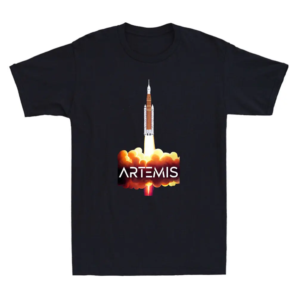 Artemis Launch SLS Moon Rocket Orbit Space Vintage Men's Short Sleeve T-Shirt Anime pattern clothing Y2K top summer short sleeve