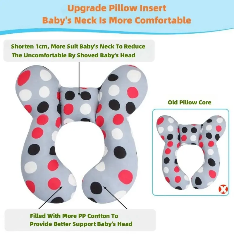 Baby Travel Pillow for Head and Neck, Upgraded Baby Support Pillow, Baby Neck Pillows for Car Seat,Pushchair,Travel