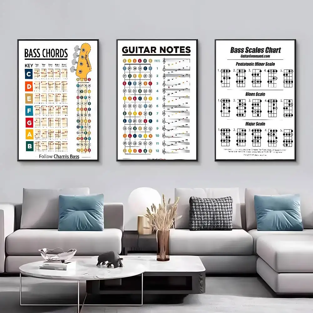 M-music فريتس ملاحظات الغيتار دائرة الفن قماش HD الجمالية ورق الطباعة جدار الفن لغرفة المعيشة بار ديكور المنزل الموضة #3