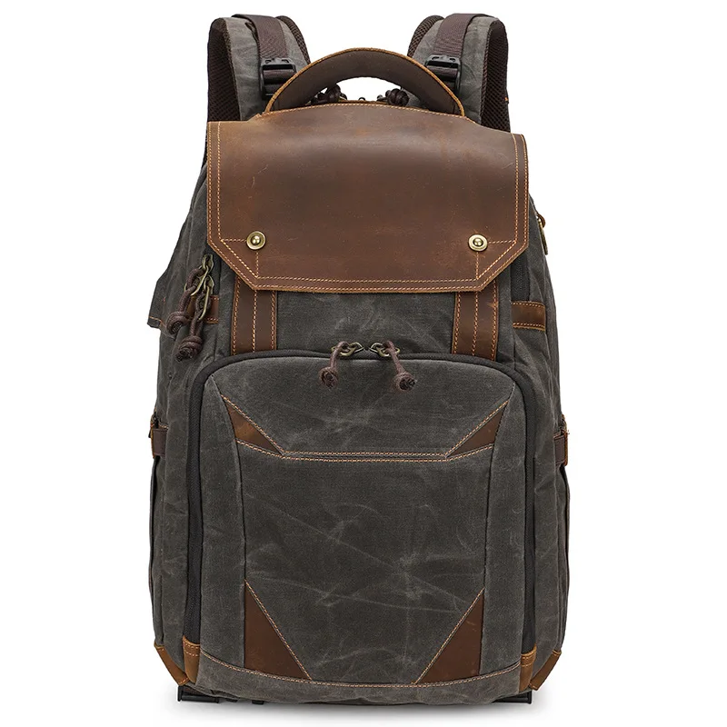 

New Vintage Waxed Canvas Shockproof DSLR Camera Bag Waterproof Canvas Casual Bag Backpack Rucksack K815