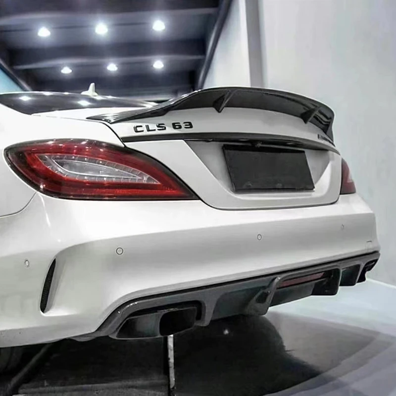 YKSRDNF Carbon Fiber R Style Ducktail Spoiler for Mercedes-benz CLS W218 Rear Trunk Boot Lip Wings CLS350 CLS500 2011-2015