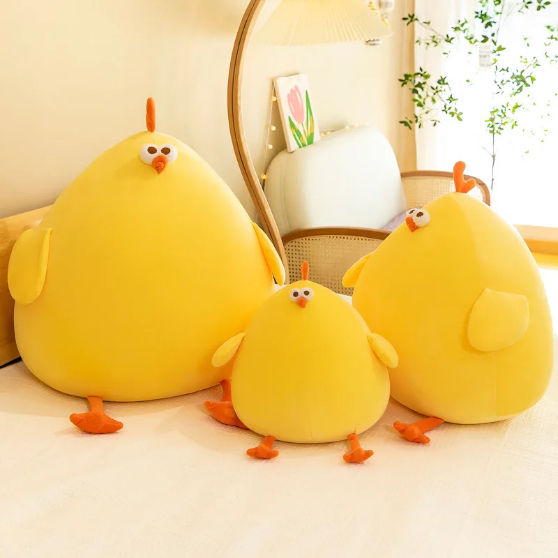 Divertidos juguetes de peluche de pollo gordo, almohada de simulación suave, lindos muñecos de peluche, almohada para el cuello, Animal relleno para niños y niñas, regalos de Festival