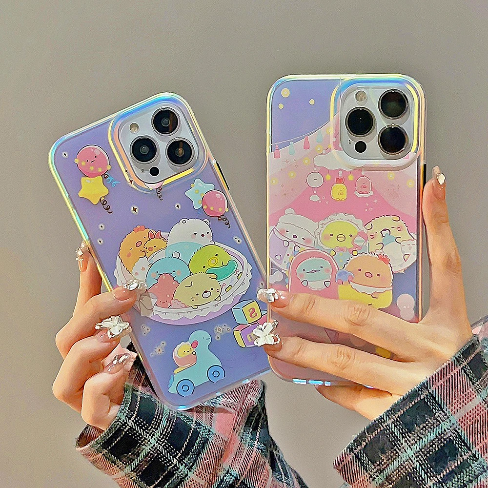 Super Sweet Cute Cartoon Baby Star Fluorescent Laser Phone Case For iPhone 15 14 11 12 13 Pro Max Korea Shockproof Back Cover