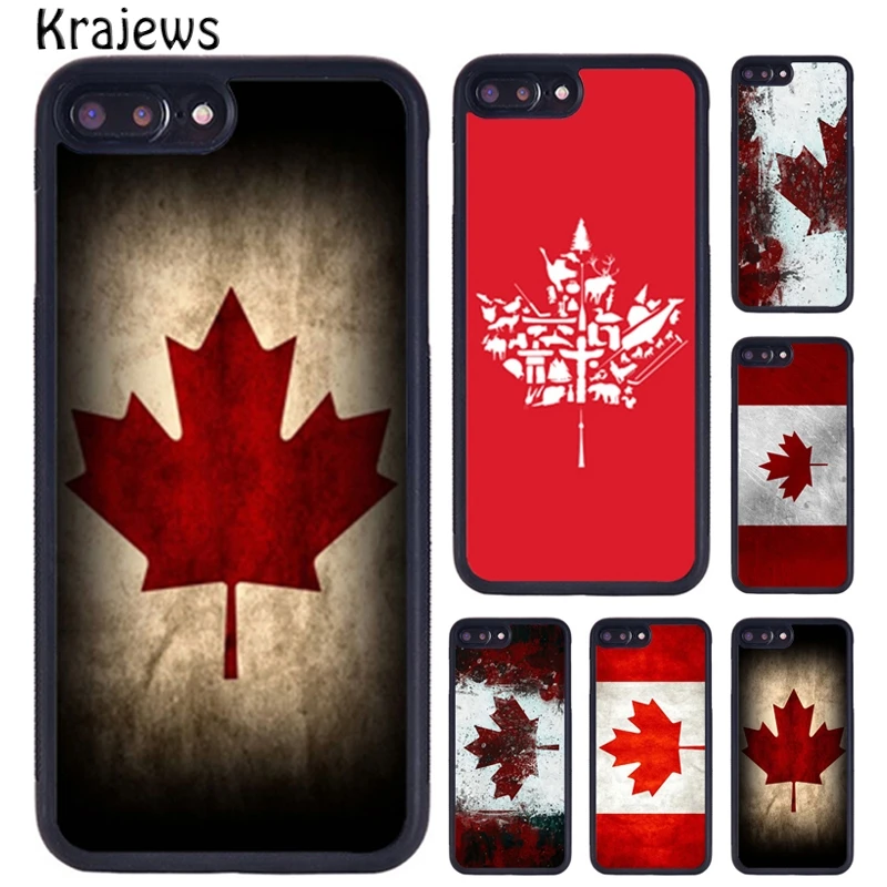 Krajews Canada Flag Maple Leaf Rubber Phone Case For iPhone 16 15 14 XR XS 11 12 mini 13 Pro MAX Plus cover coque