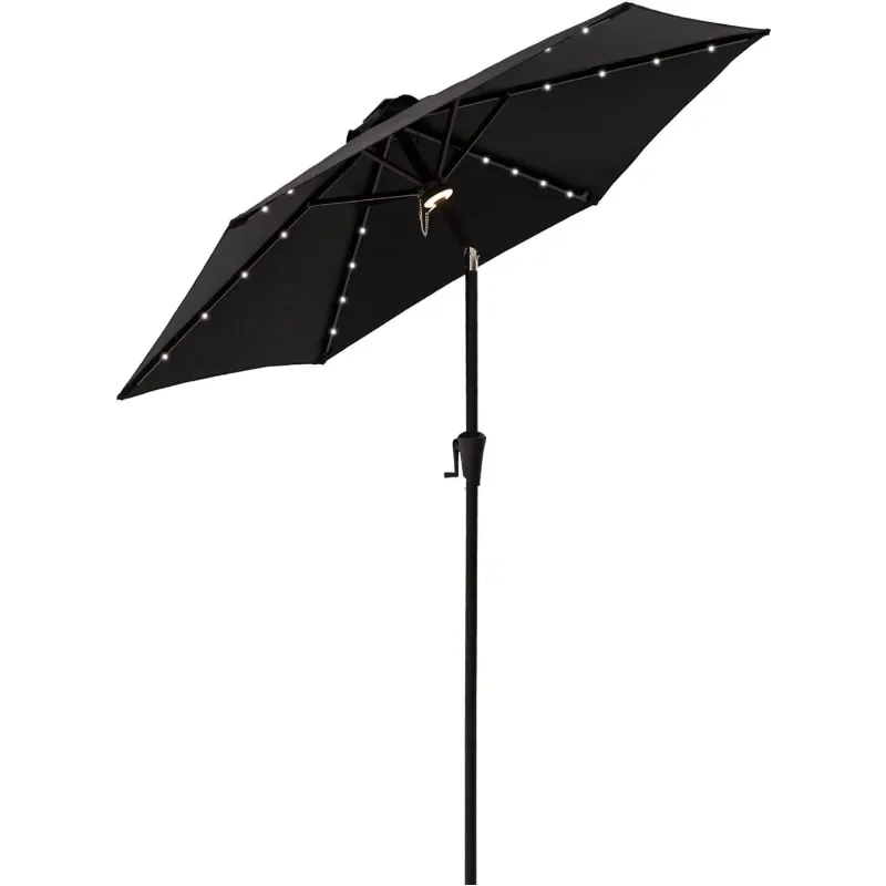 7.5 ft Solar Powered Outdoor Market Patio Table Umbrella with LED Lights and Tilt