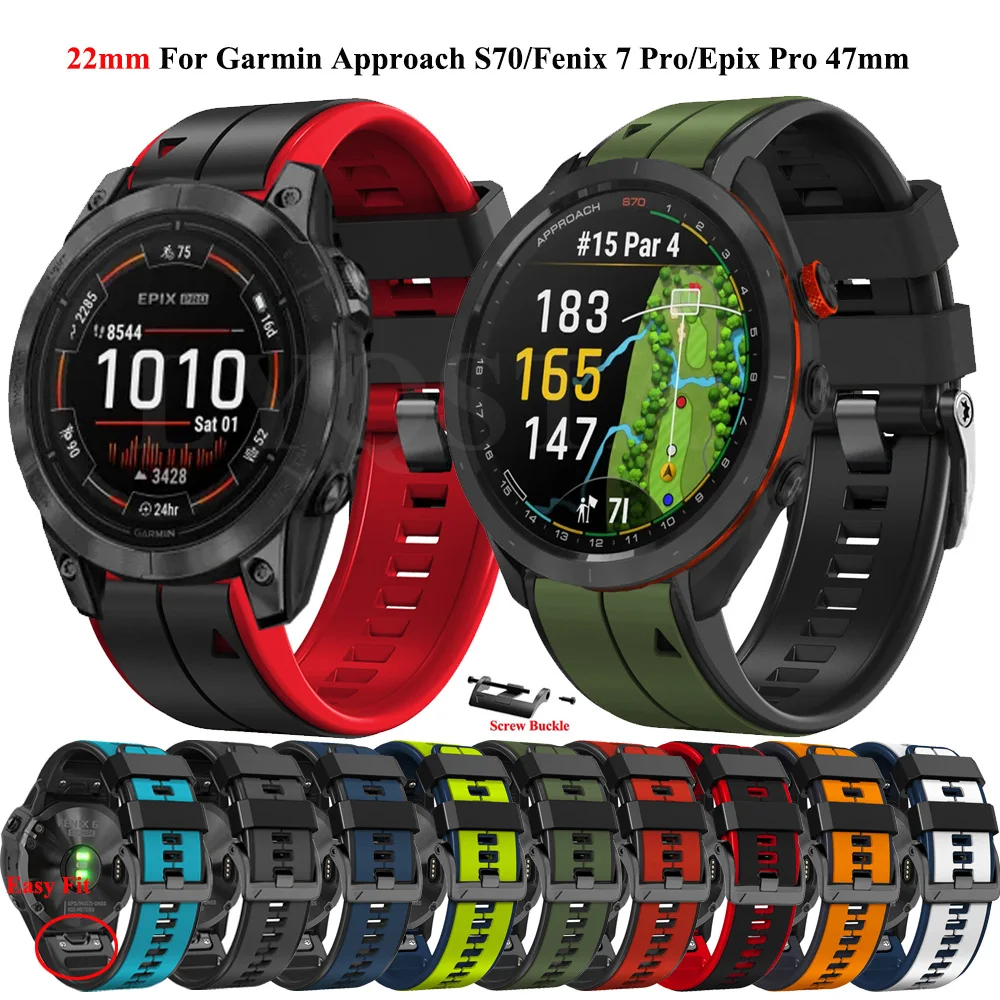 Ремешок силиконовый для смарт-часов, быстросъемный браслет для Garmin Fenix 7 7X Pro подход S70 47 мм Epix Pro, 22 мм 26 мм