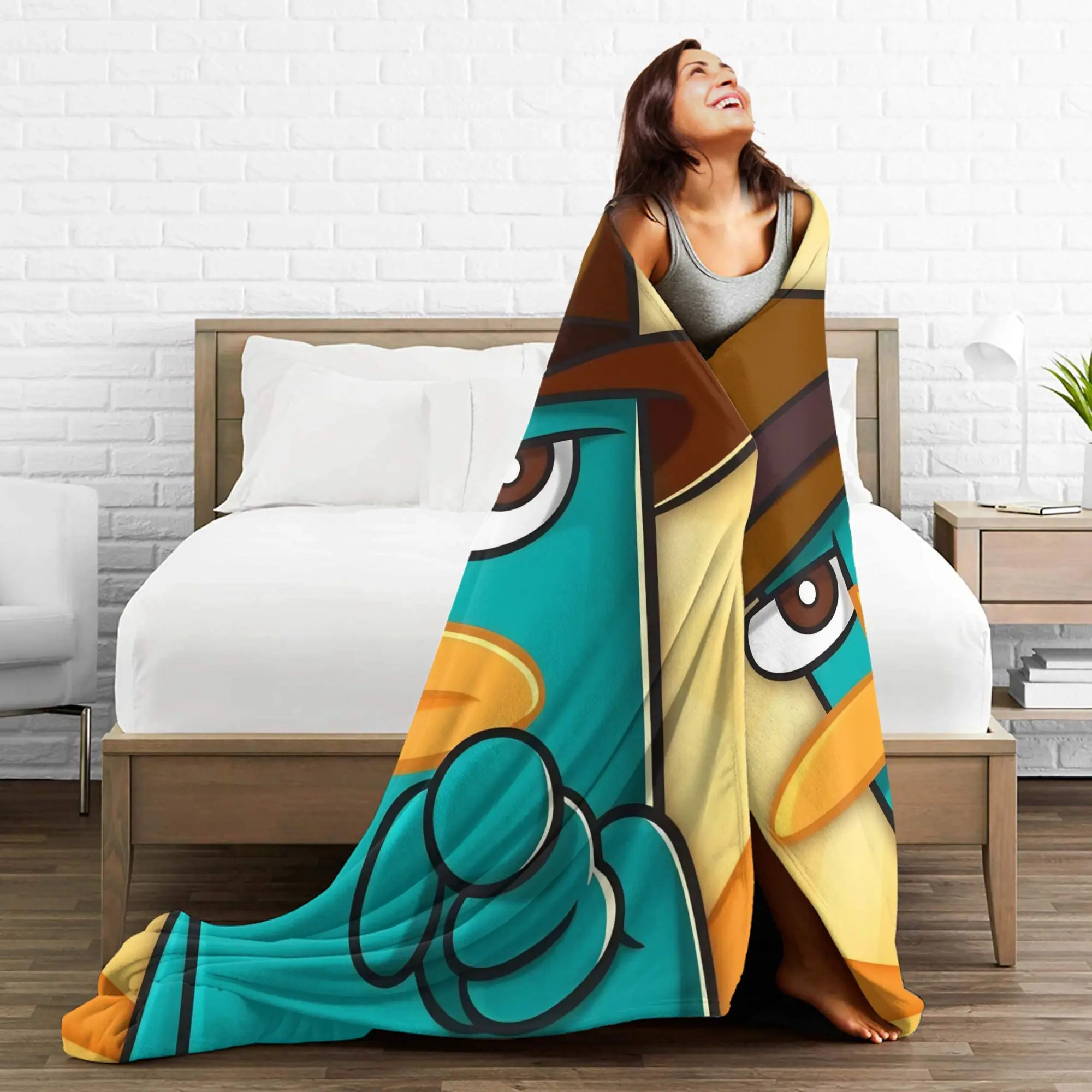 فينياس و فيرب بيري خلد الماء الكرتون الصوف رمي بطانية وكيل P للفراش بطانية محبوكة سيارة دافئة متعددة الوظائف #3