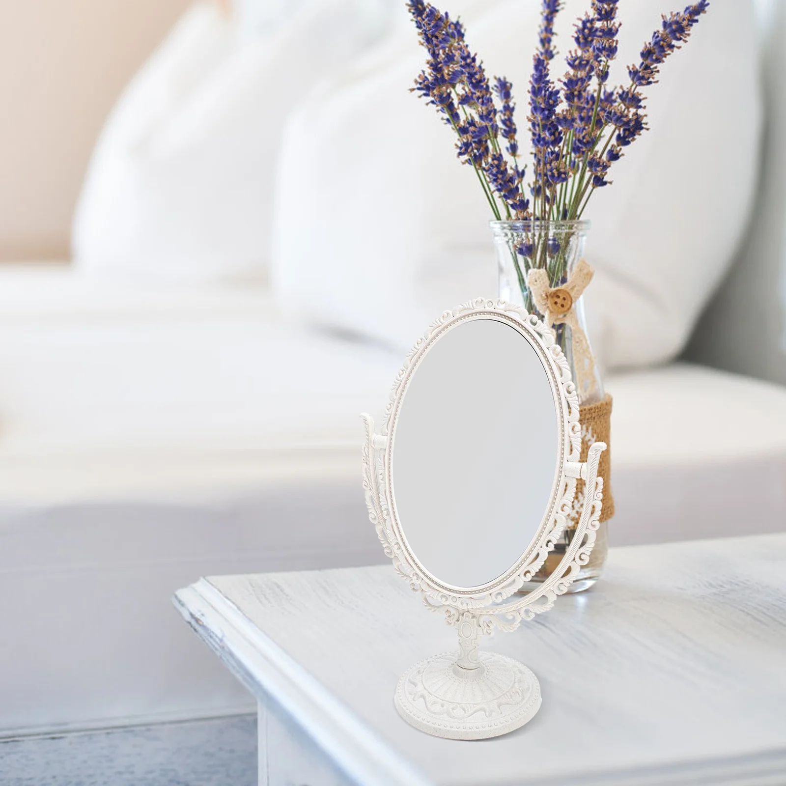 

Desktop Double-Side Makeup Mirror Vintage Stable Base Household Vanity Mirror for Women Bedroom