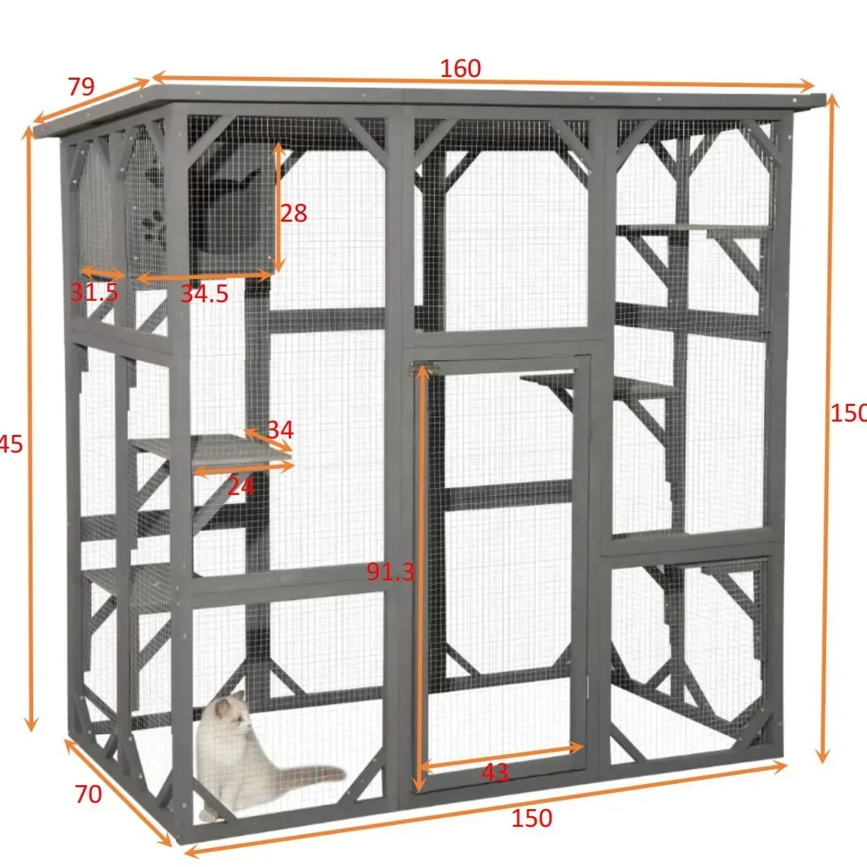 Ninho de gato de madeira maciça chanfro de madeira maciça cama para animais de estimação casa para gatos