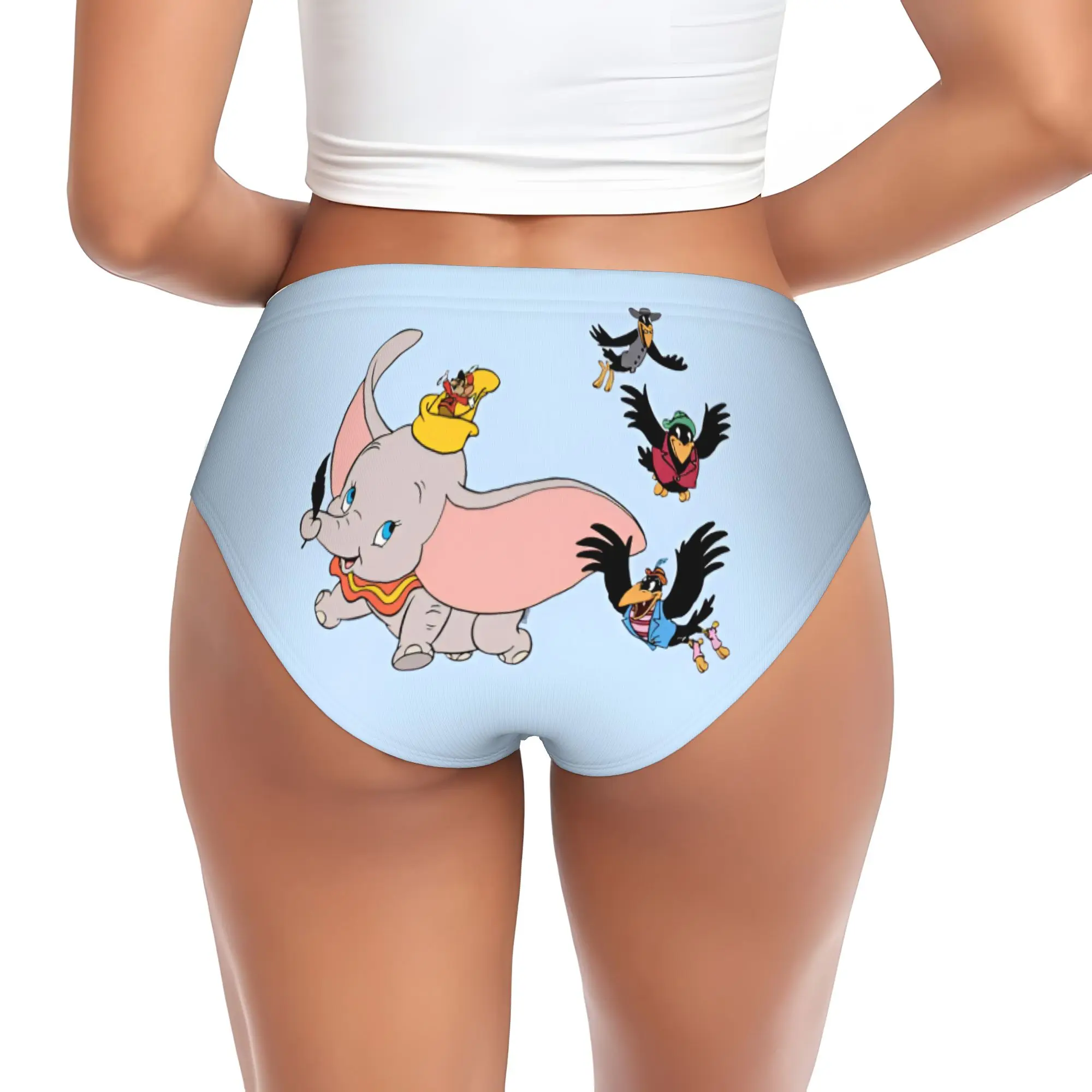 Custom Women D-Dumboes Cartoon Panties Stretch Cute Elephant Briefs Underwear
