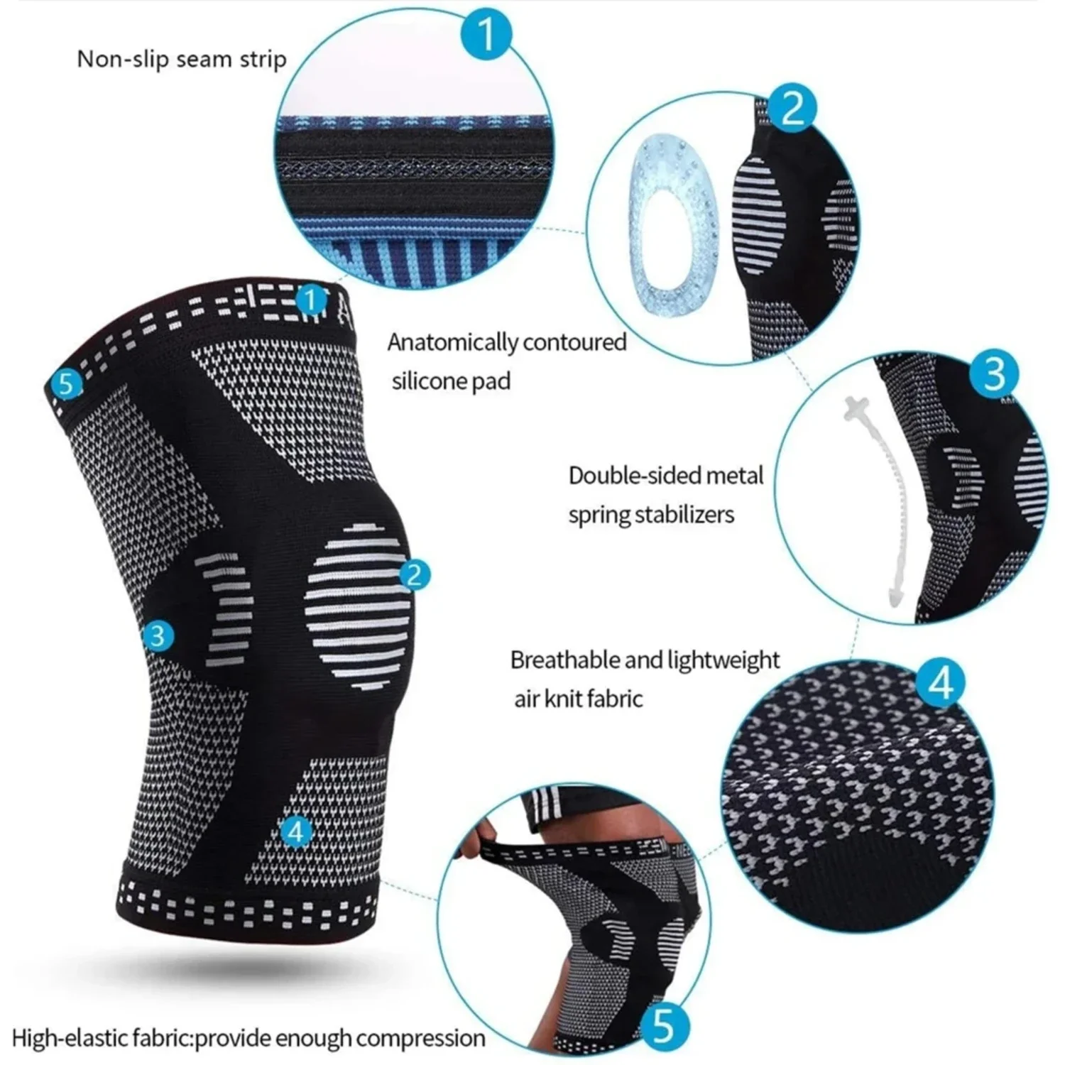 Enhanced Professional Knee Brace for Active Lifestyles - Comfortable and Supportive Compression for Arthritis Relief - Durable P