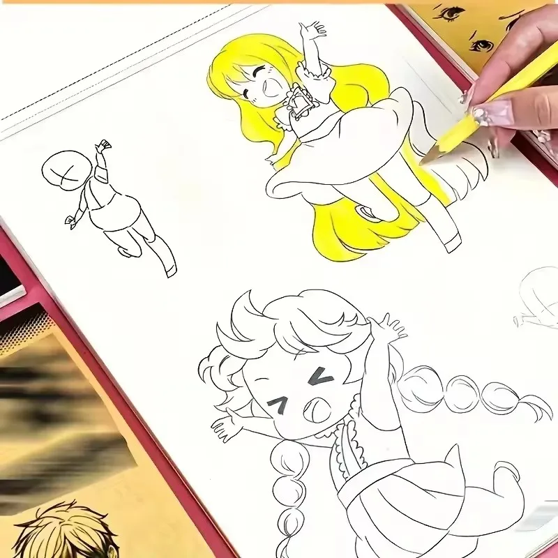 Anime Character Line Art Drawing Book for Beginners - 48 Pages of Simple Hand-Drawn Outlines Tracing & Practice Painting