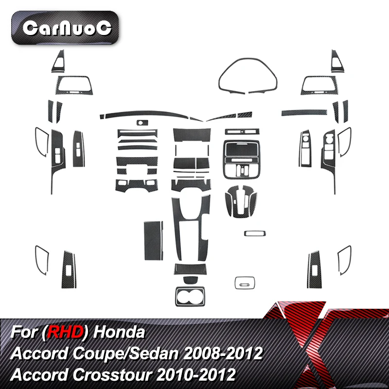 1 Set Car Interior Decoration Carbon Fiber Stickers For Honda (RHD) Accord Coupe/Sedan 2008-2012 Accord Crosstour 2010 2011 2012