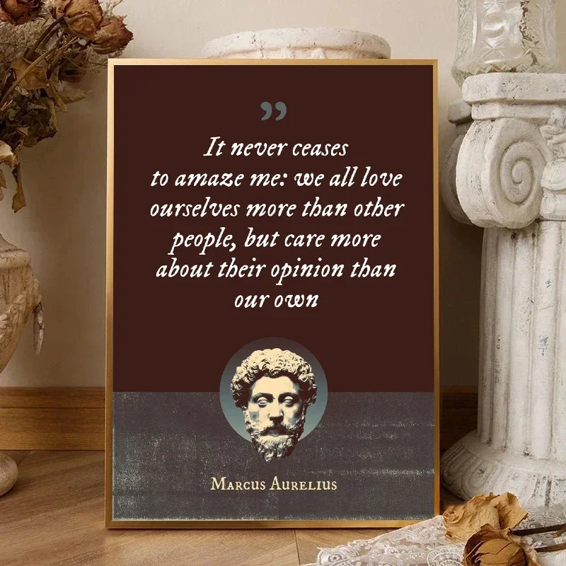 Canvas Painting Vintage Marcus Aurelius Philosophy Inspirational Quotes Words of Wisdom Poster Wall Art Pictures Home Room Decor