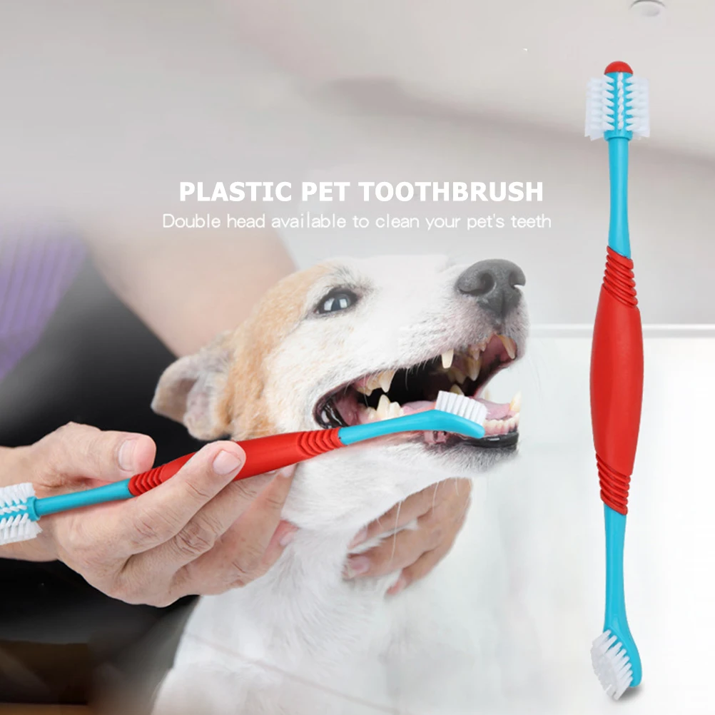 

2 Pcs Toothbrushes Pet Small Dog Breed for Cat Cleaning Supplies Puppies Dual Ended Blue Double-headed Dogs