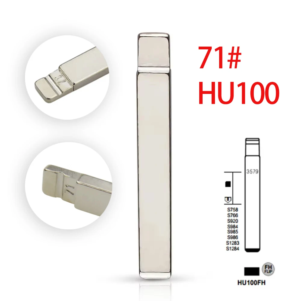 

10шт 71 # HU100 HU100FH металлический необрезанный пустой откидной лезвие дистанционного ключа для Opel, Chevrolet, Buick для keydiy KD xhorse VVDI JMD