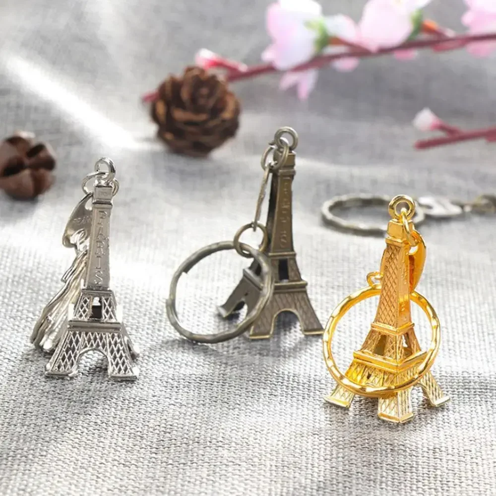 3pcs Mini Eiffel Tower Key Chain Ring Car Motorcycle Keychain Metal Creative Model Keyring Bag Pendant Christmas Gift Home Decor