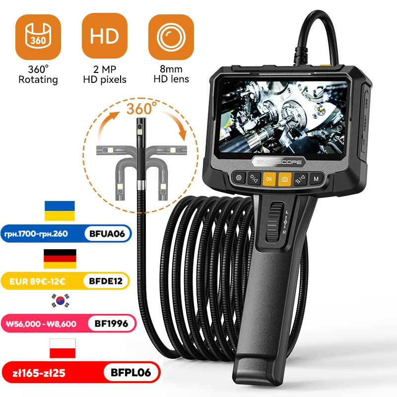 360° Steering Industrial Endoscope Camera 8mm 5\