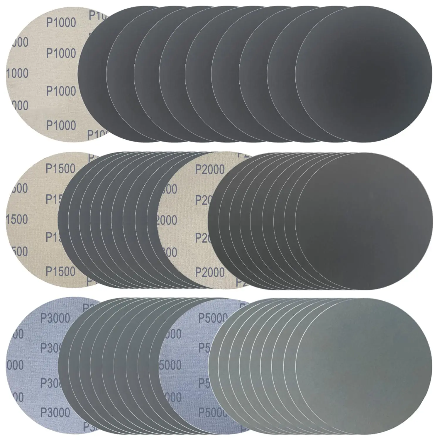 

6 Inch 50 Pcs Wet Dry Sanding Discs Hook and Loop, Assorted Grit 1000-5000 Silicon Carbide for Random Orbital Sander, Automotive