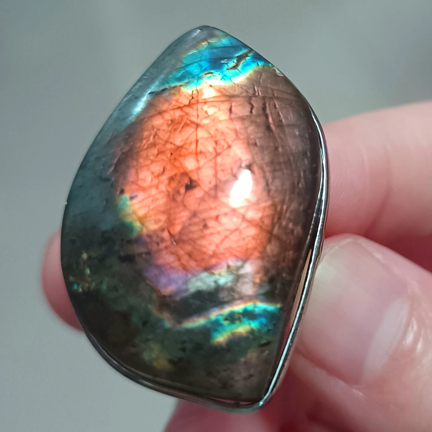 Ring Natural Stone Irregular Shape Bead Blue Purple Labradorite Ring Adjustable Finger Ring For Women Men Jewelry Gift Cabochon