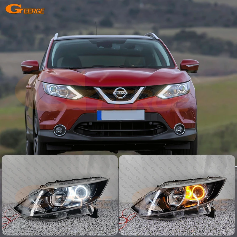 For Nissan Qashqai Dualis J10 J11 2010 2011 2012 2013 2014 2015 Ultra Bright Day Light Turn Signal LED Angel Eyes Kit Halo Rings