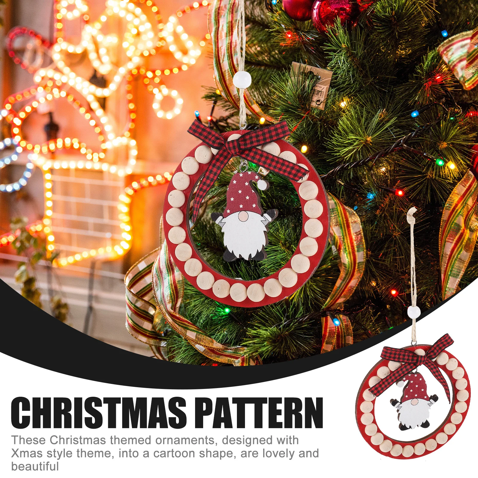 

Wooden Wreath Pendant Hanging Decorations Christmas Tree Xmas Solid Pendants Decors Setting Props
