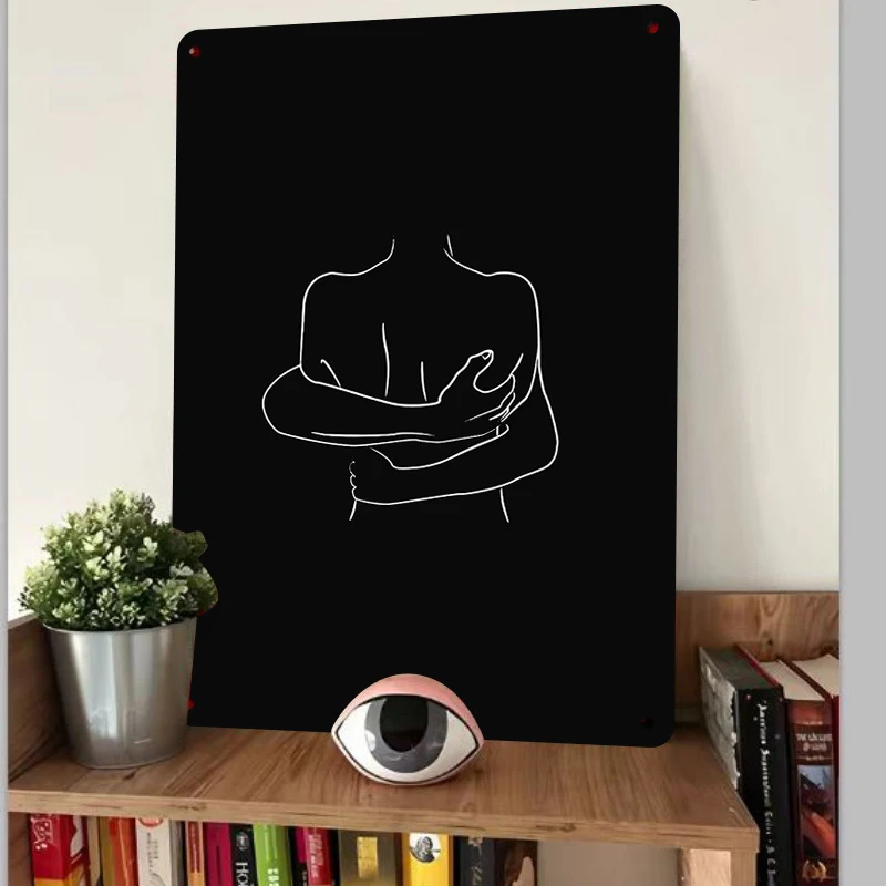 Minimalist Line Embrace Human Body Art Metal Iron Painting Modern Home Wall Decor Hanging