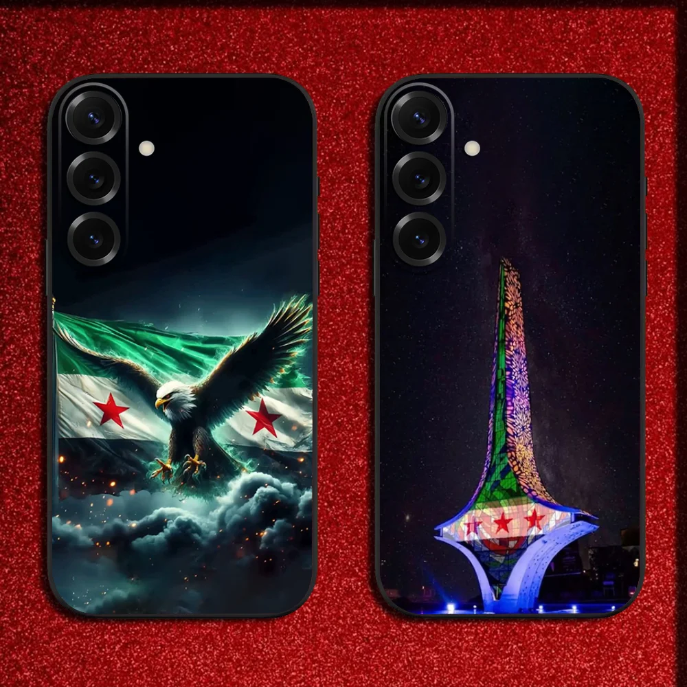 Cool S-Syrian Syria Flag Phone Case For Samsung S25,S24,S21,S22,S23,S30,Ultra,S20,Plus,Fe,Lite,Note,10,9,5G Black Cover