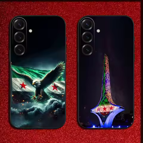 Cool S-Syrian Syria Flag Phone Case For Samsung S25,S24,S21,S22,S23,S30,Ultra,S20,Plus,Fe,Lite,Note,10,9,5G Black Cover