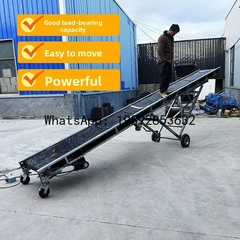 

JX Lightweight Folding Belt Conveyor Mobile Conveyor Belt Assembly Line Logistics Warehouse Loading Large Inclination Conveyor