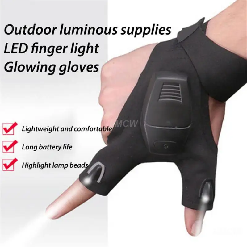 Mittens Breathable Gloves With Lights Outdoor Gear Led Flashlight Practical Cotton Fingerless Gloves Led Finger Light