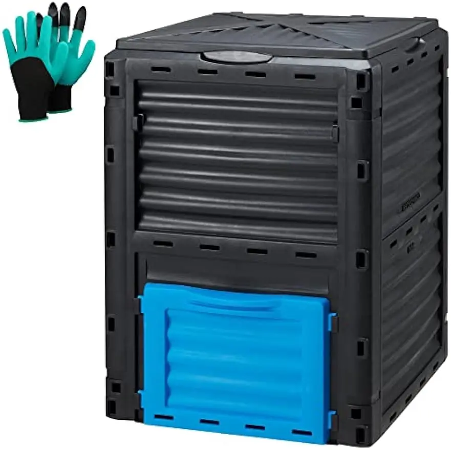 

Уличный контейнер для компоста на 80 галлонов, большая емкость 300 л, простая сборка с вентиляционными отверстиями для быстрого внесения удобрений почвы