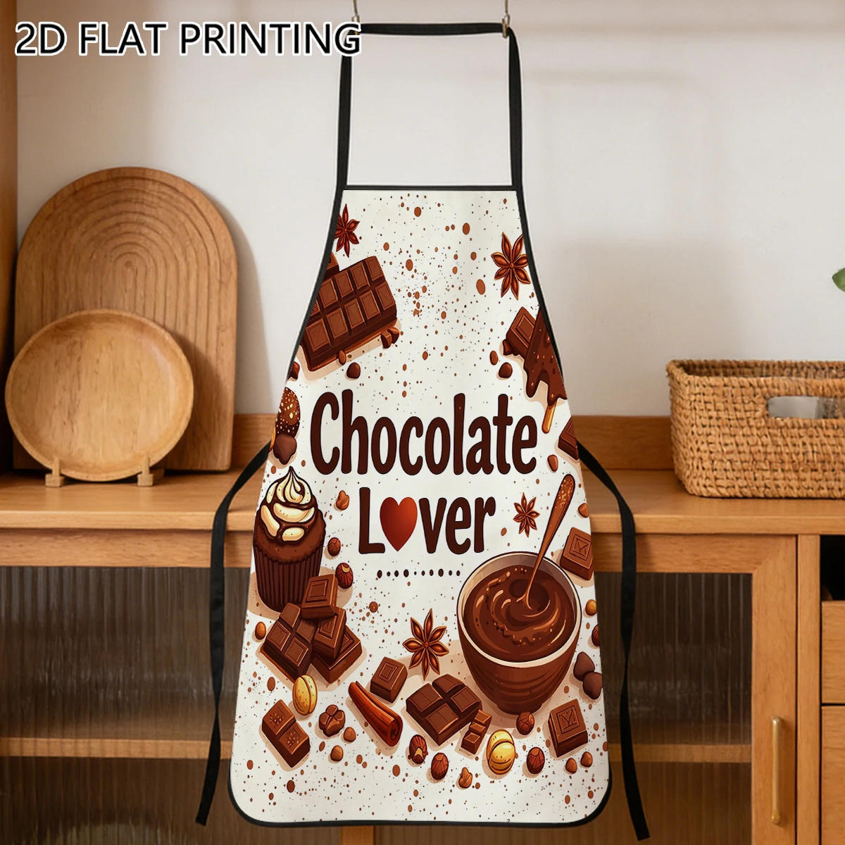 1pc Chocolate Lover Cupcake Spice Pattern Apron For Baker Home Kitchen Baking